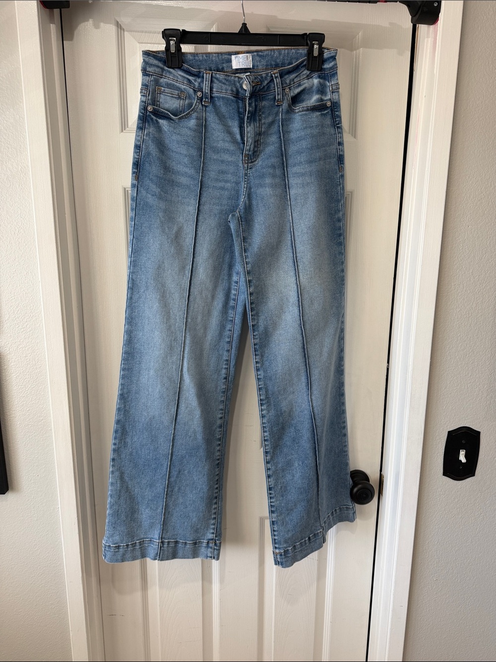Time and Tru Light Blue High-Rise Wide Leg Jeans with Front Seams